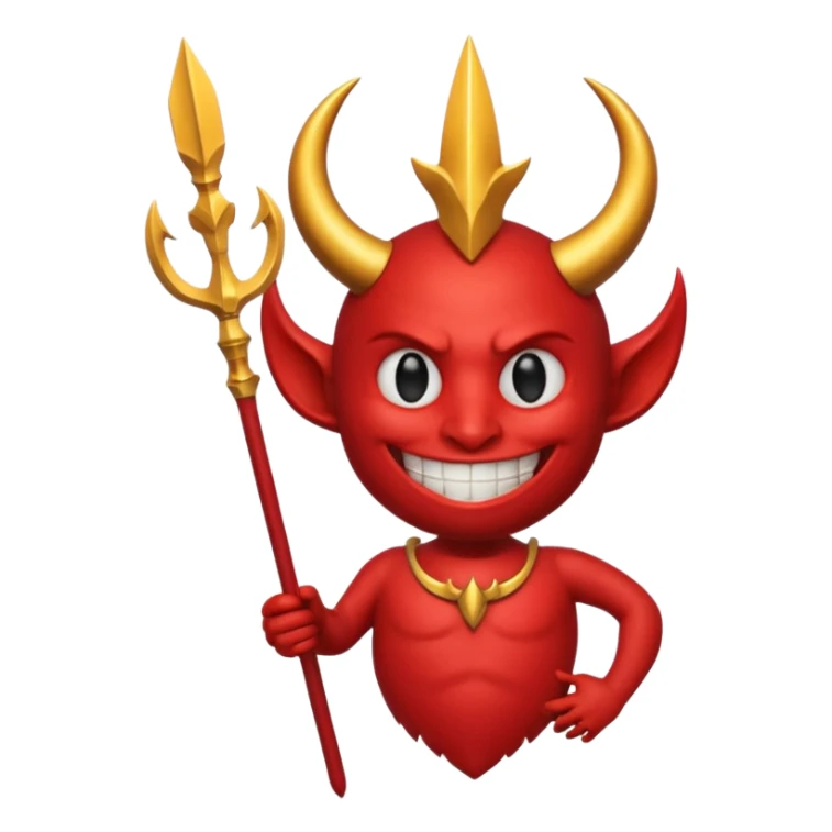 A red demon smiley face holding a trident and it looks like this (😈) but red and holds a golden trident sticker