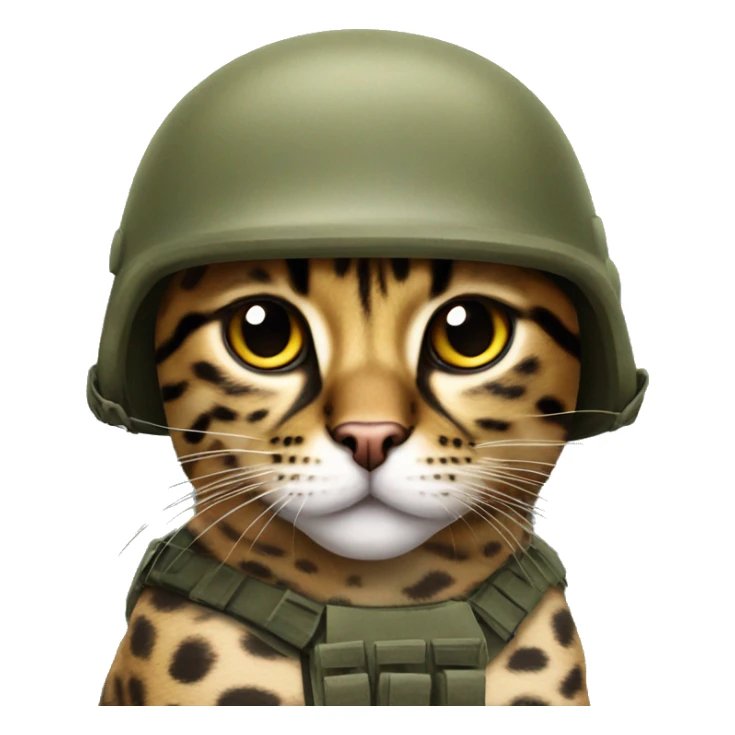 leopard cat in a military helmet sticker