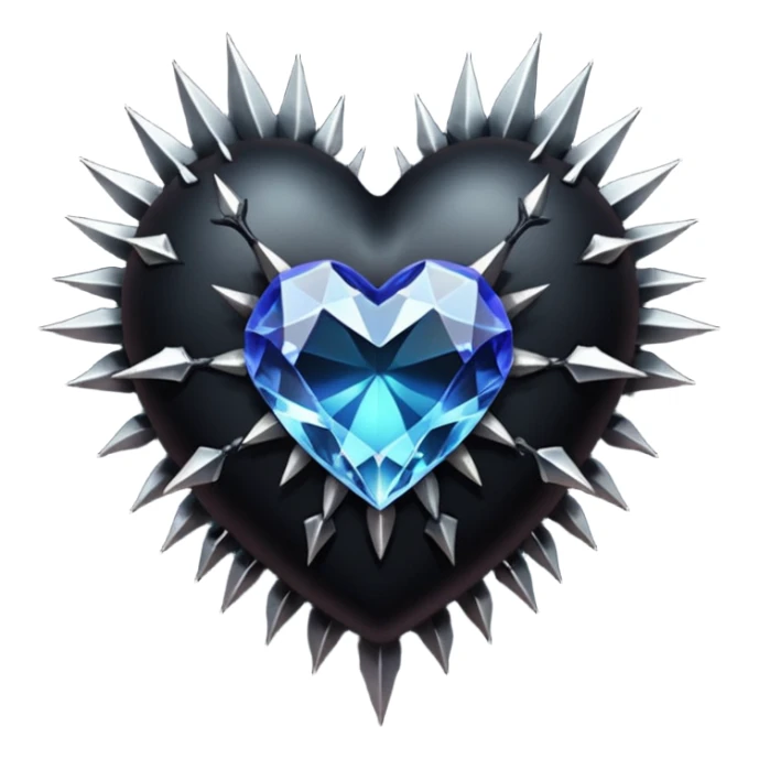 black heart with thorns and a crystal, dark romance sticker