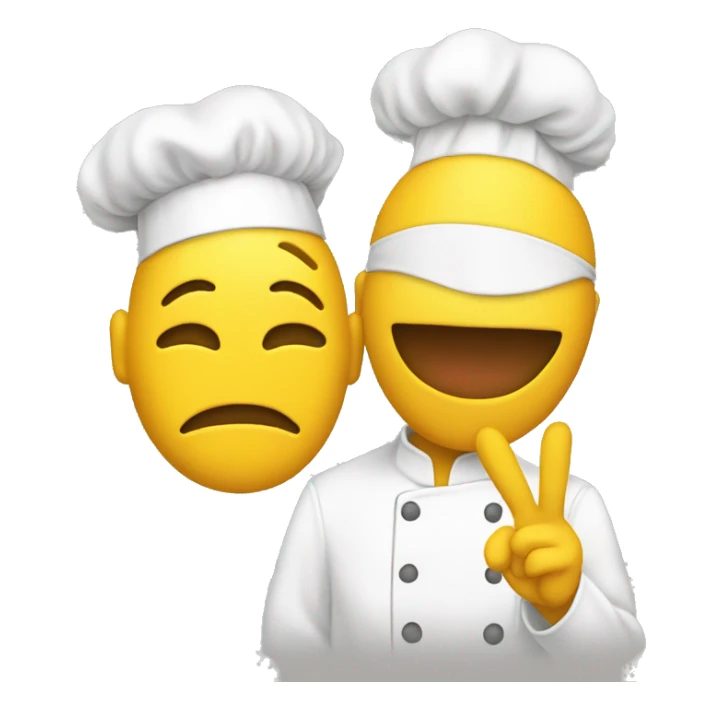 Yellow face emoji with kiss and chef hands￼ sticker