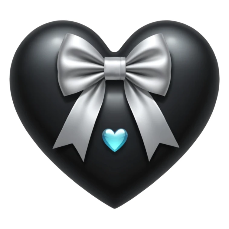 transparent black heart with a silver bow and heart pattern on the bow sticker