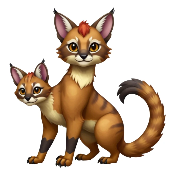 Colorful dark tropical exotic cute cool beautiful shiny beautiful fantasy-caracal-civet-genet-sergal-vernid-Gryphon-Cacomistle-Trico-oncilla-animal-Fakémon-hybrid-fursona (full body) sticker