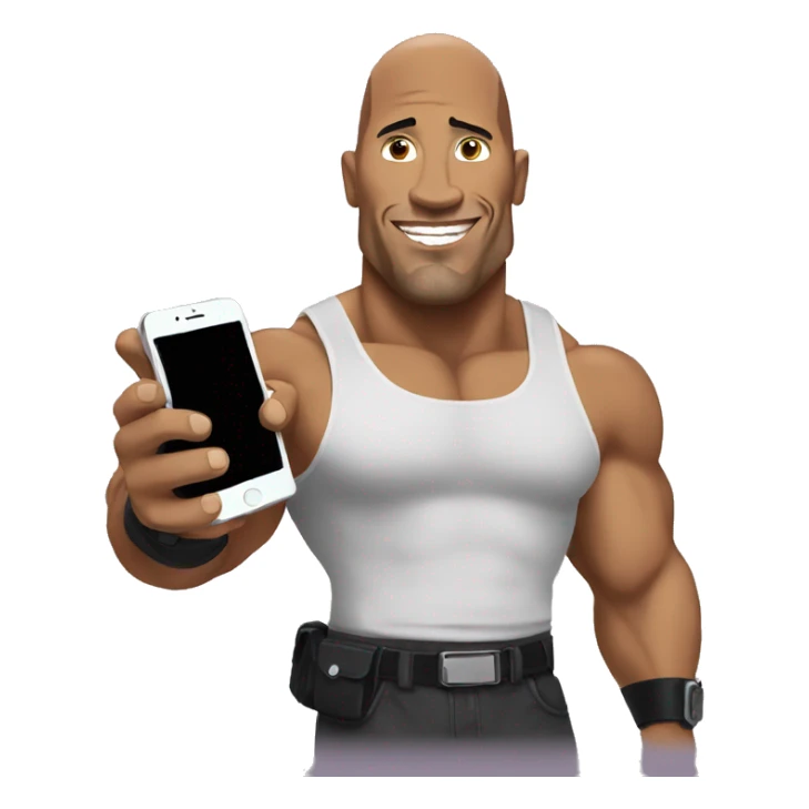 the rock holding a mobile phone sticker