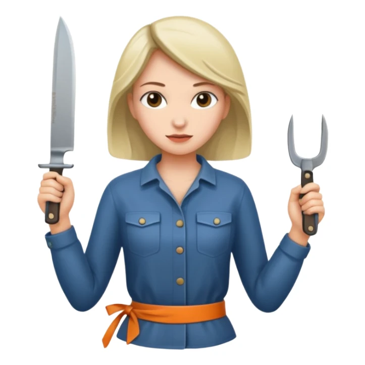 Women standing with a knife behind her back sticker