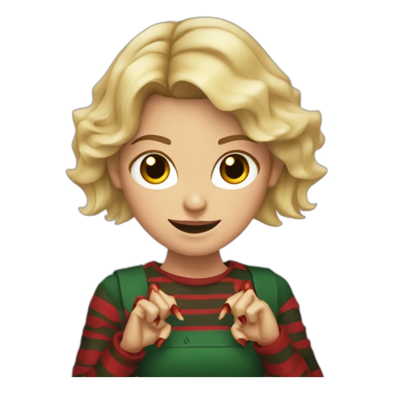 blonde girl with freddy krueger claw hands sticker