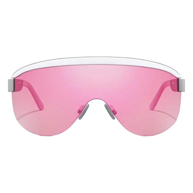 ultra minimalist frameless pink tinted shield visor sunglasses, simple clean lines sticker