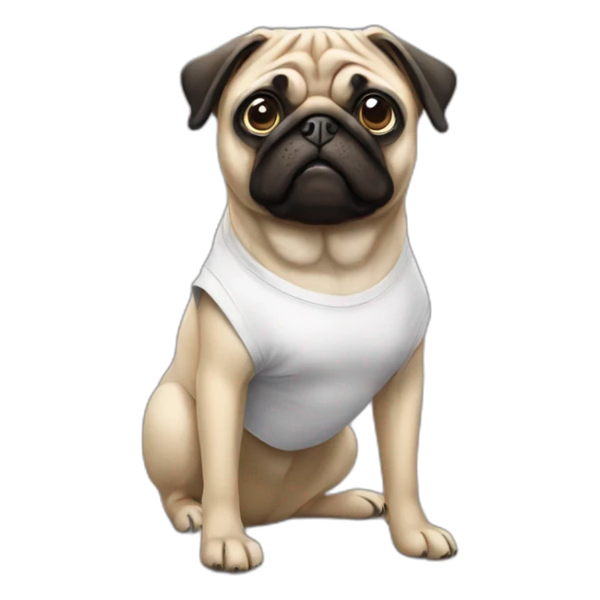 pug wearing a t-shirt sticker