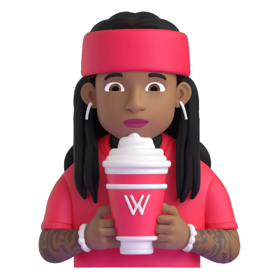 lil wayne holding a double styrofoam cup with one cup stacked inside another sticker