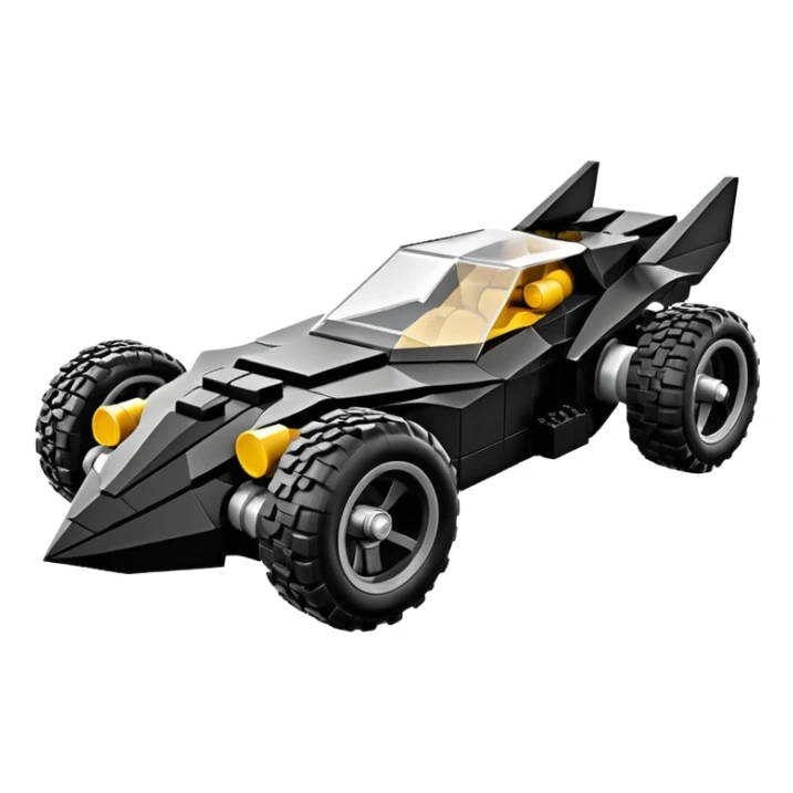  the animated series aerodynamic Lego futuristic Venom Batmobile loosely based on 1936 school bus (flat long straight faceted mechanical body) stealthy town hot rod desert dirt racing rwd buggy  sticker