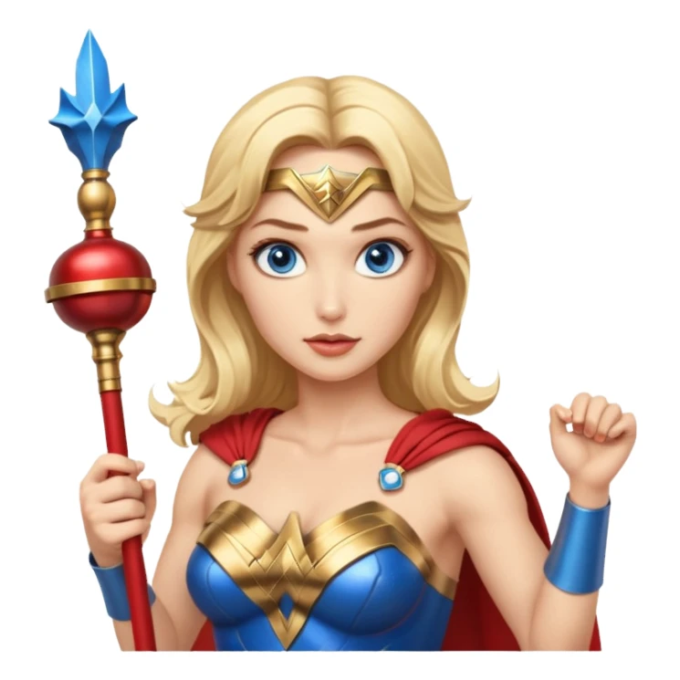 Blonde blue eyes Wonder Woman holding bell and baton sticker