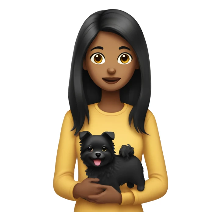 Girl with black hair holding spitz sticker