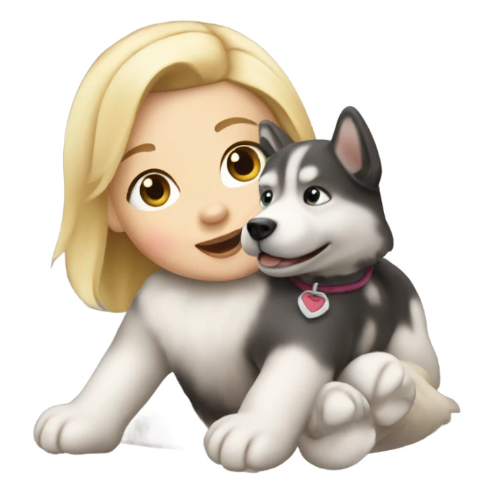Blonde baby riding a malamute dog sticker
