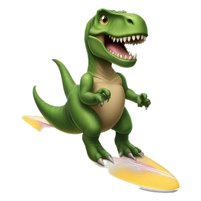 T-Rex riding a surfboard middle finger out sticker