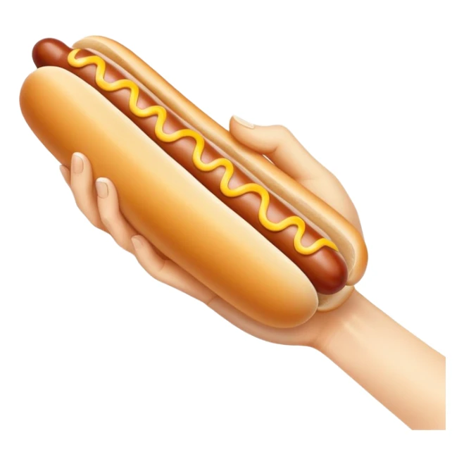 hand firmly grasping hot dog covered in milk sticker