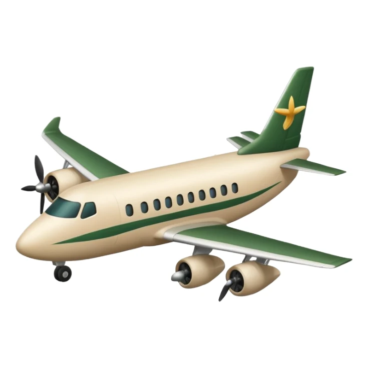 light beige airplane with dark green logo, emoji style sticker