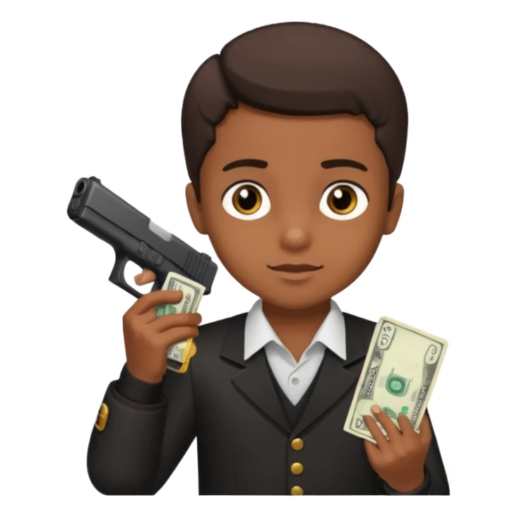A brown kid holding a black glock 19 and cash sticker
