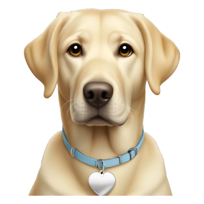blonde Labrador  with a silver heart-shaped tag on its collar sticker