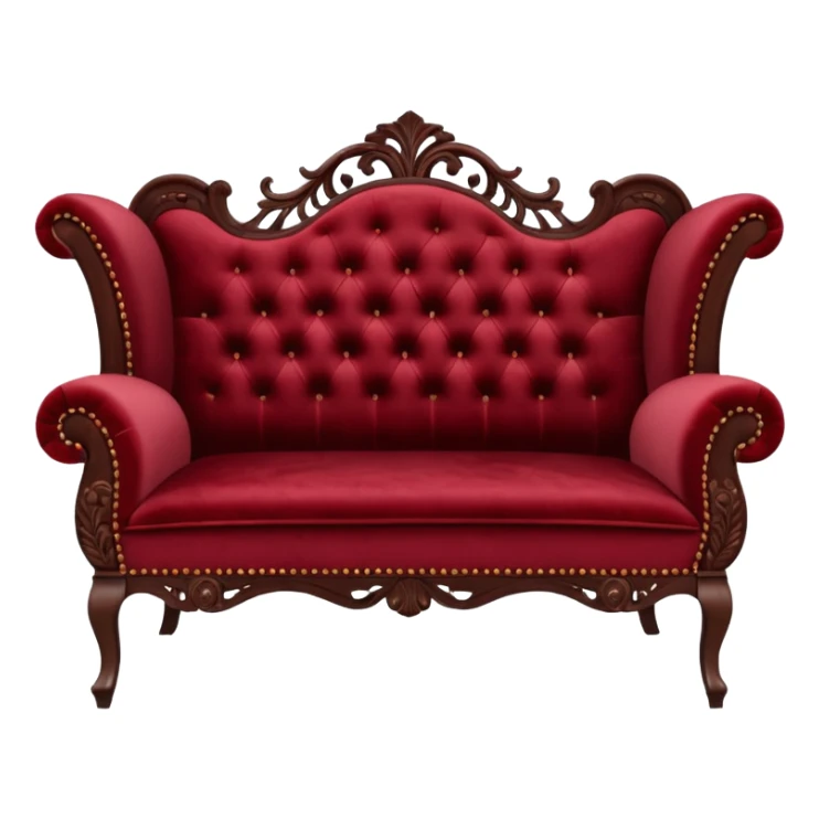 A big antique dark Red-velveted Loveseats-couch sticker