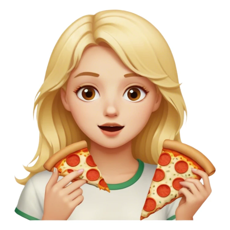 Blonde girl eating pizza sticker