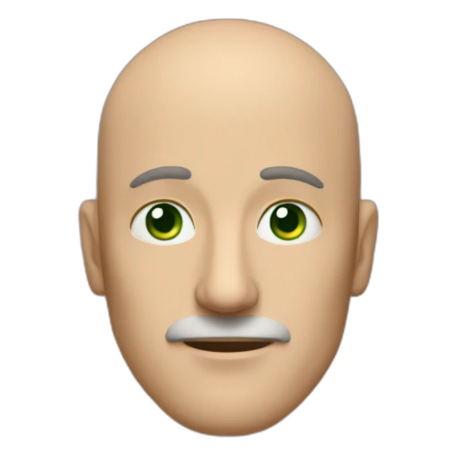 middle-aged man, no moustace, long nose, green eyes, balding, brown hair sticker
