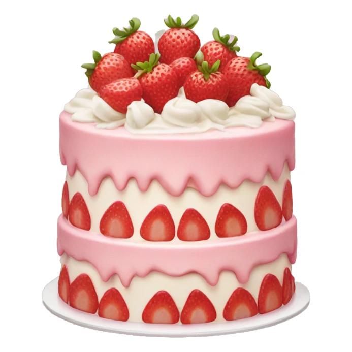 Pink strawberries and cream birthday cake  sticker