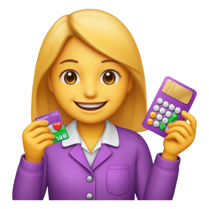 Emoji like this “🥰” holding a credit card with pills sticker