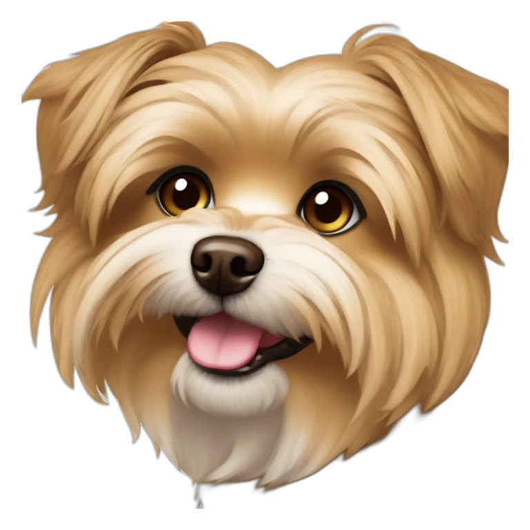 fluffy brown morkie dog with long hair and brown nose sticker