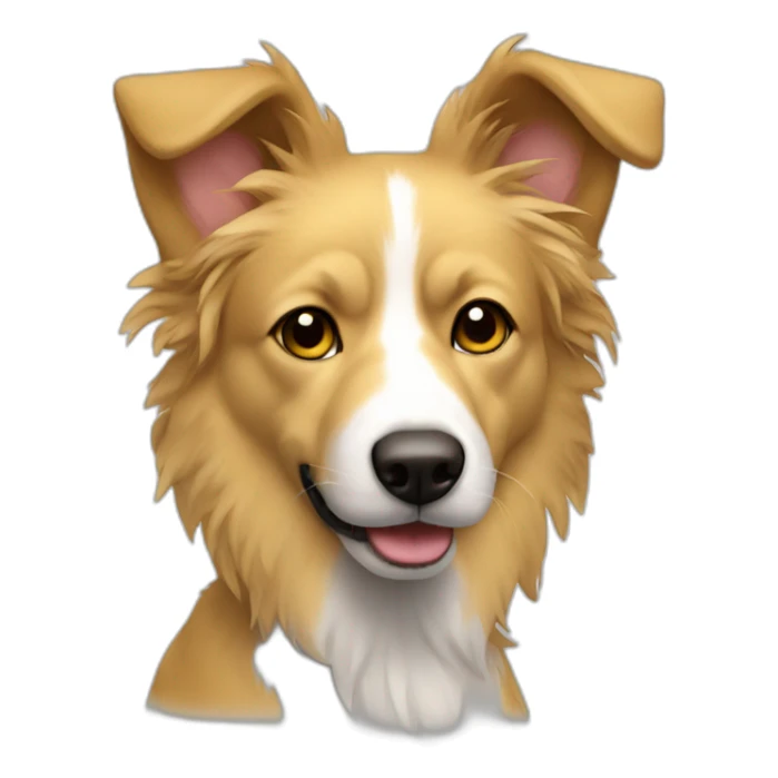 yellow messy fur mixed breed with brown eyes dog sticker