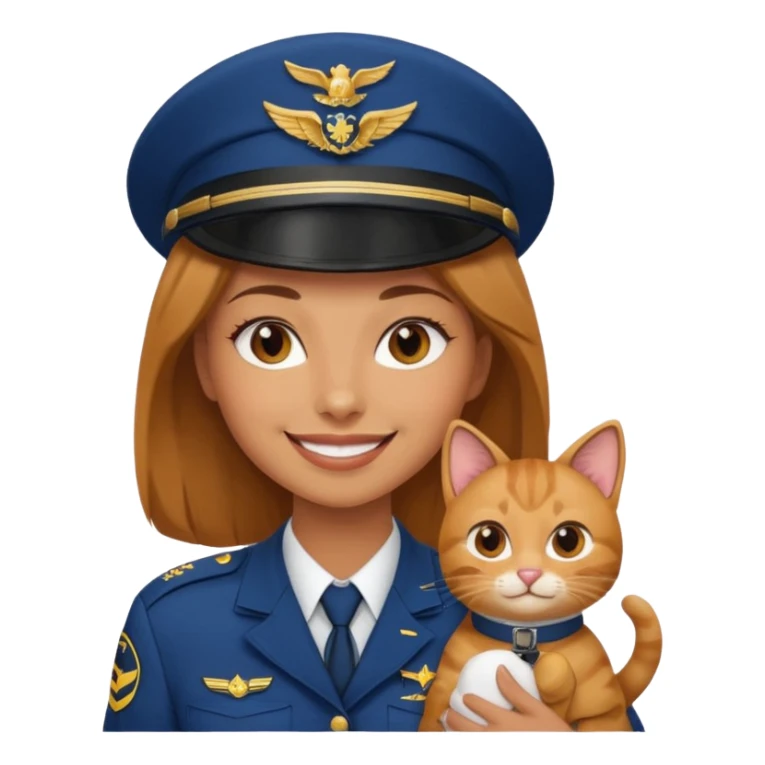 woman flying with airplane holding a cat emoji sticker