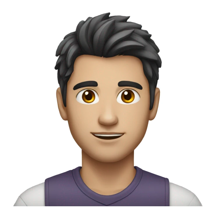 a young-faced man with dark hair with streaks of grey sticker