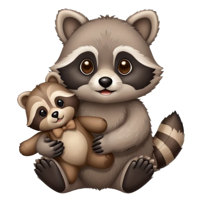 a loveable raccoon holding a teddy bear sticker