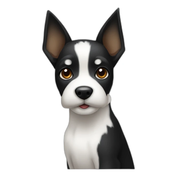 black and white terrier with pointy ears sticker