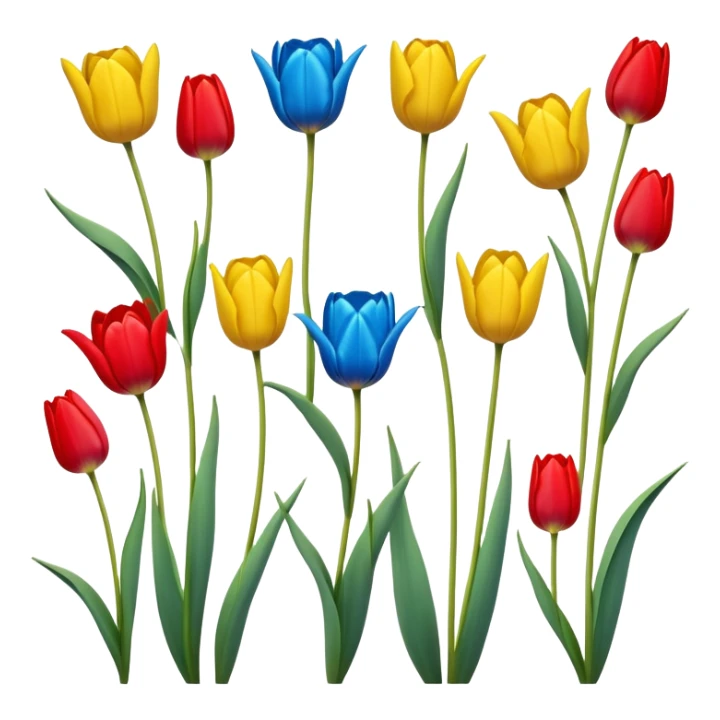 primary color tulips - red, blue, and yellow tulip flowers sticker