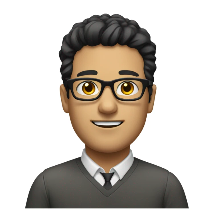 A white man with black hair up to the end of his neck with rectangular glases  sticker