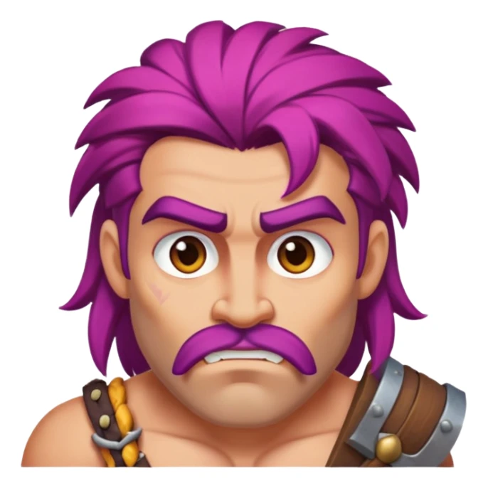 a barbarian with big eyebrows and colourful hair sticker