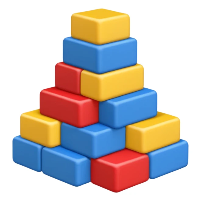 blocks ontop of eachother but staggered in different primary colours sticker