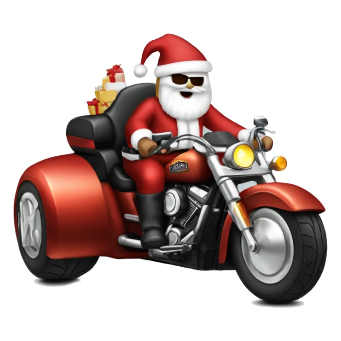 Santa on a Harley Davidson trike sticker