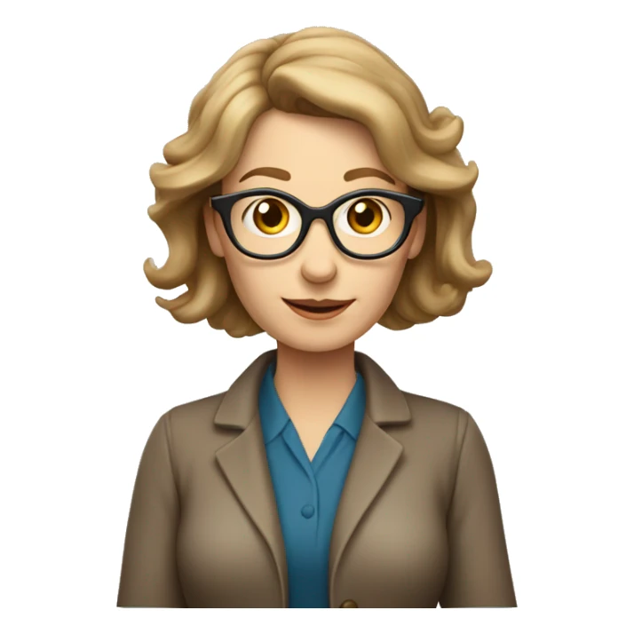 quirky female middle age librarian with should length light brown hair sticker