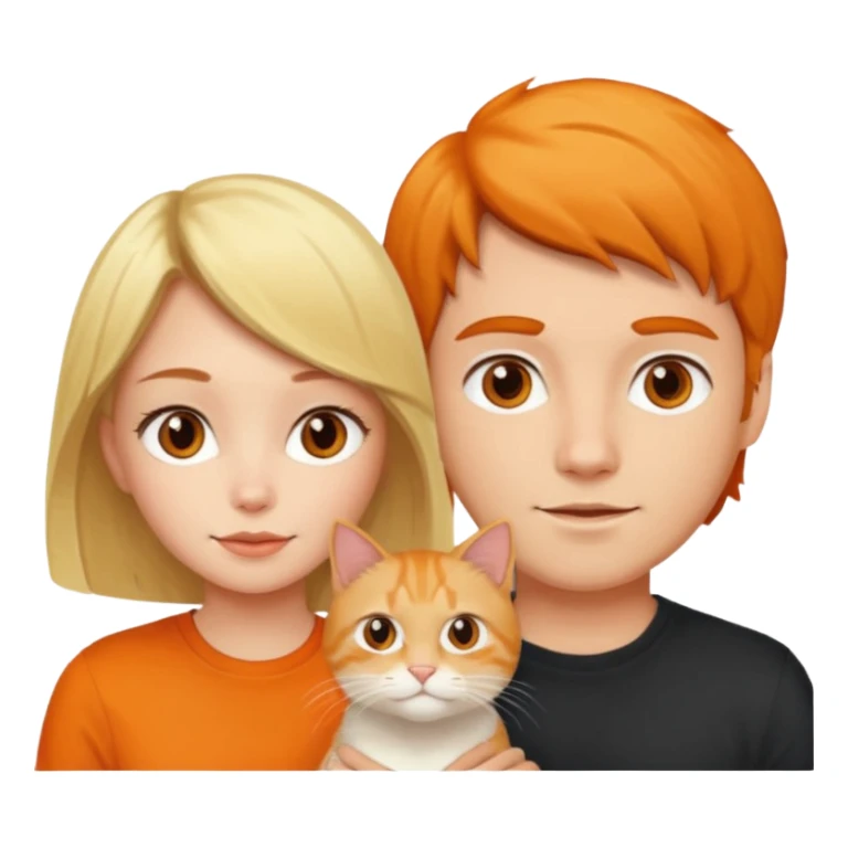 blond-hair-girl-and-brunette-hair-man-and-orange-cat sticker