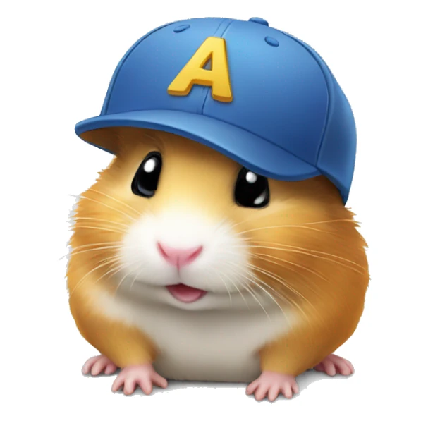 A hamster with a cap, with a Disney inscription on the cap. sticker