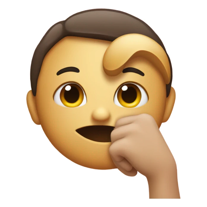 Emoji face with hand holding up half heart over mouth  sticker