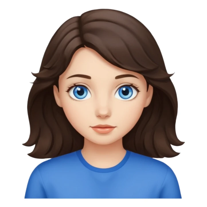 brunette girl with blue eyes, slightly wavy hair sticker