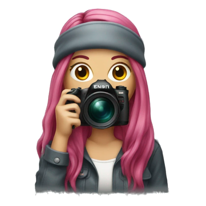 Female photographer with long dark pink hair sticker
