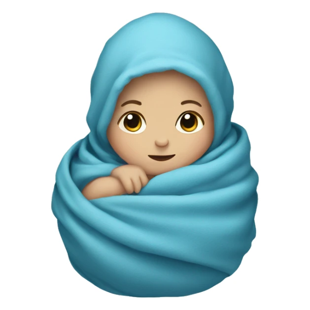 a little newborn baby  wrapped in blue blanket sticker