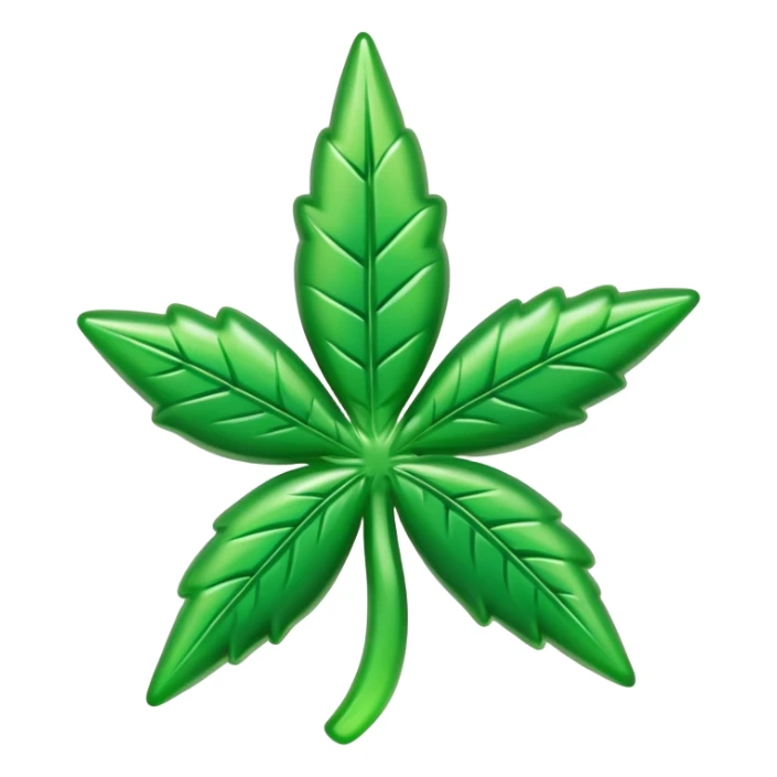 generate an emoji-style image of a gusher gummy shaped like a marijuana flower sticker