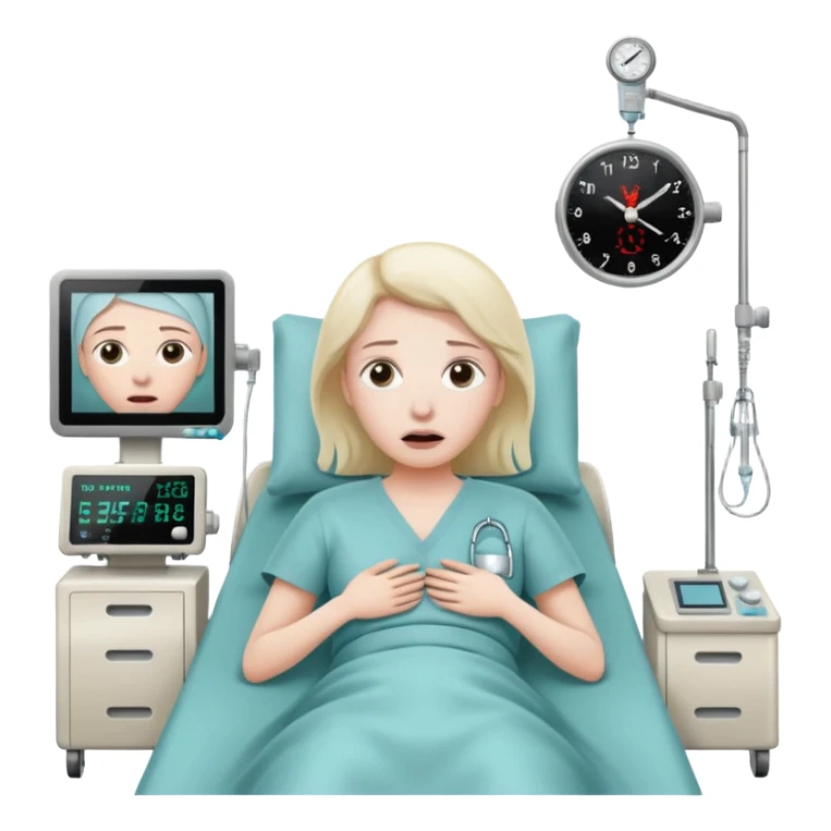 a patient waking up before a surgery, with monitors etc sticker