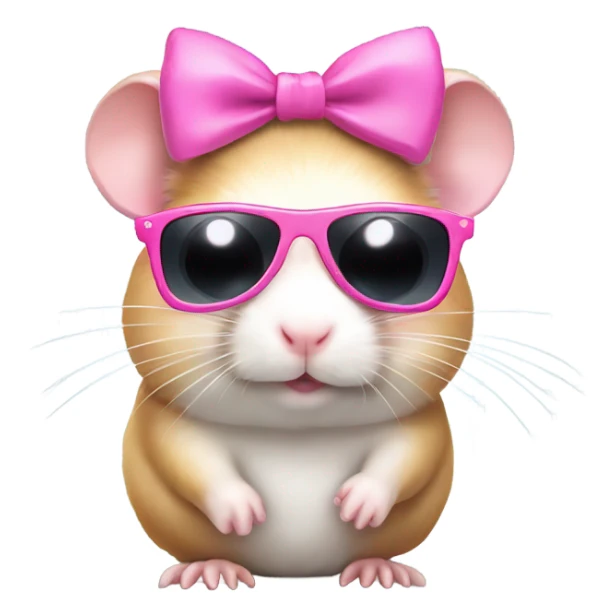 Cute hamster wearing a pink bow holding a pair of sunglasses  sticker