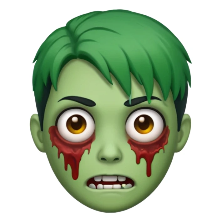 Emoji Zumbi de cabelo verde de cabelo preto e olhos castanhos sticker
