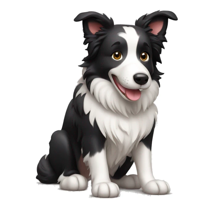 A cute Border Collie with its two front legs raised and smiling sticker