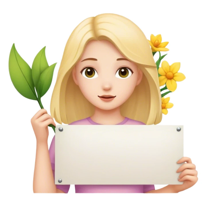 A girl with a banner holding  that says spring 20** sticker